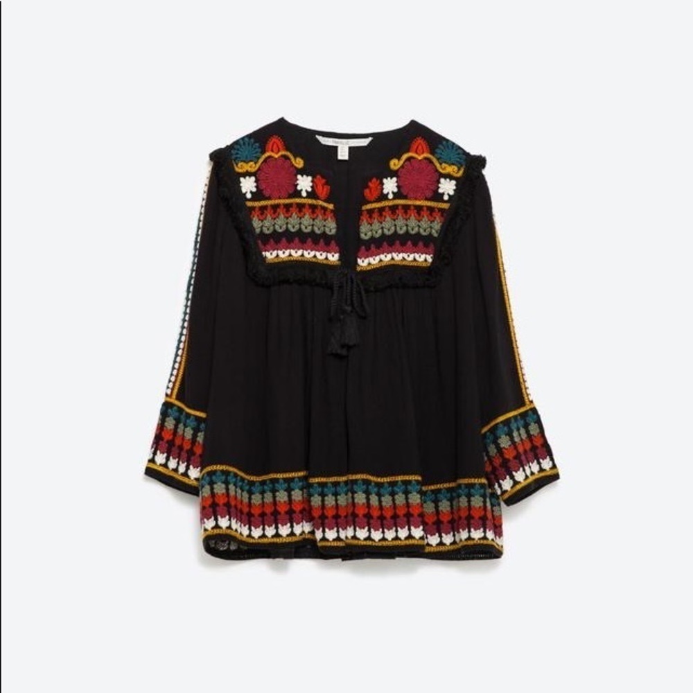Zara embroidered tassel boho jacket